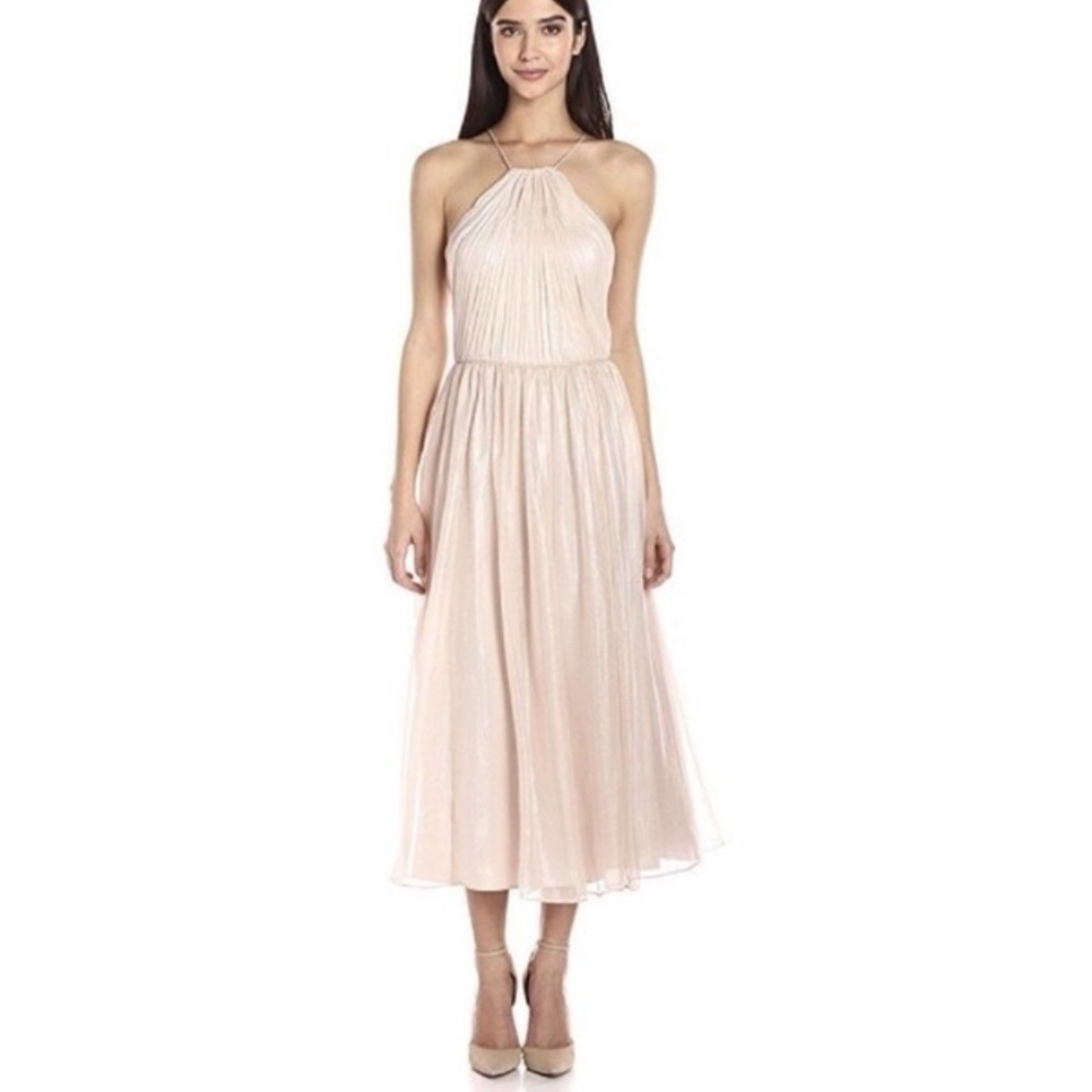 VERA WANG | Blush Pink Shimmery Chiffon Dress